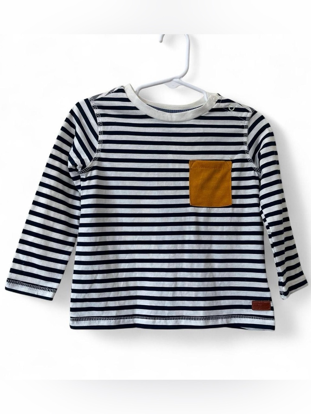 12M Boy 7 For All Mankind Long Sleeve Striped Preppy Pocket Tee Minimalist Baby